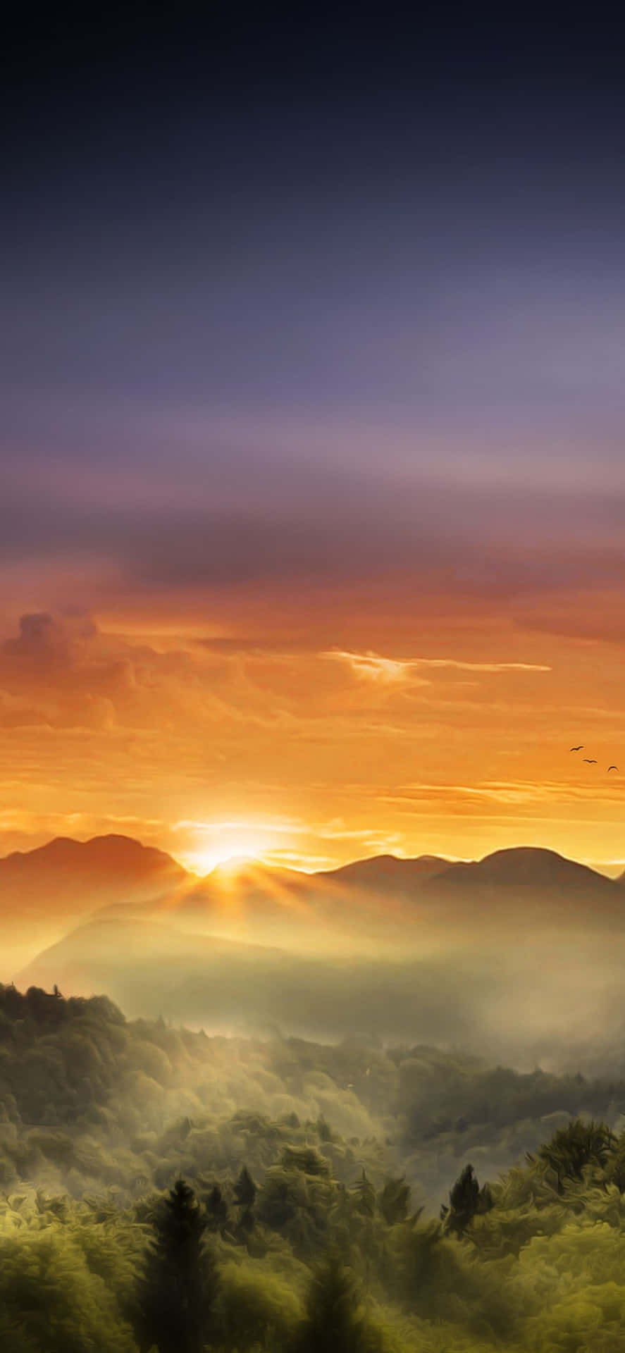 Sunrise Iphone Over Valley And Mountains Wallpaper