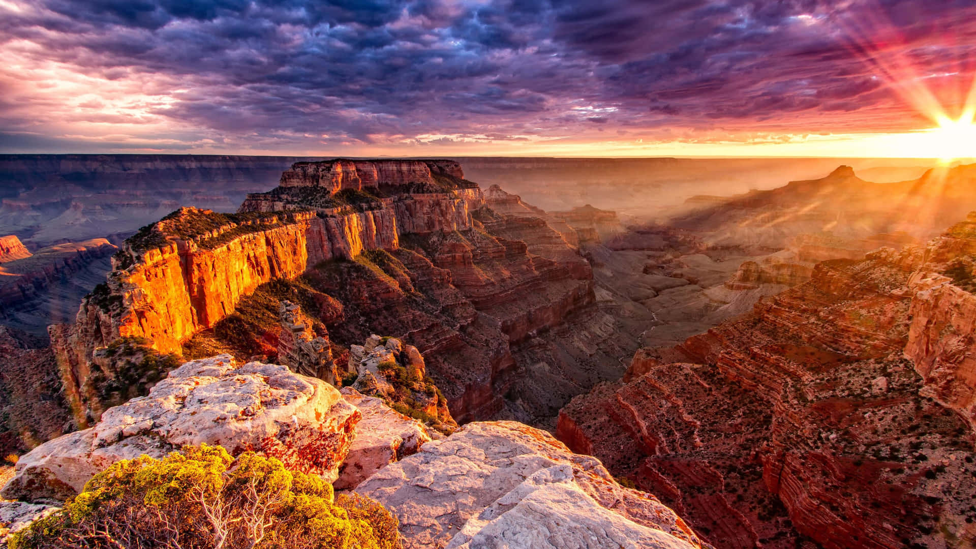 Zonsopgang Over De Grand Canyon 4k Achtergrond