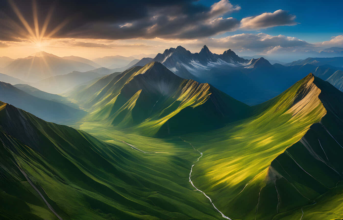 Sunrise_ Over_ Green_ Mountain_ Valley.jpg Wallpaper