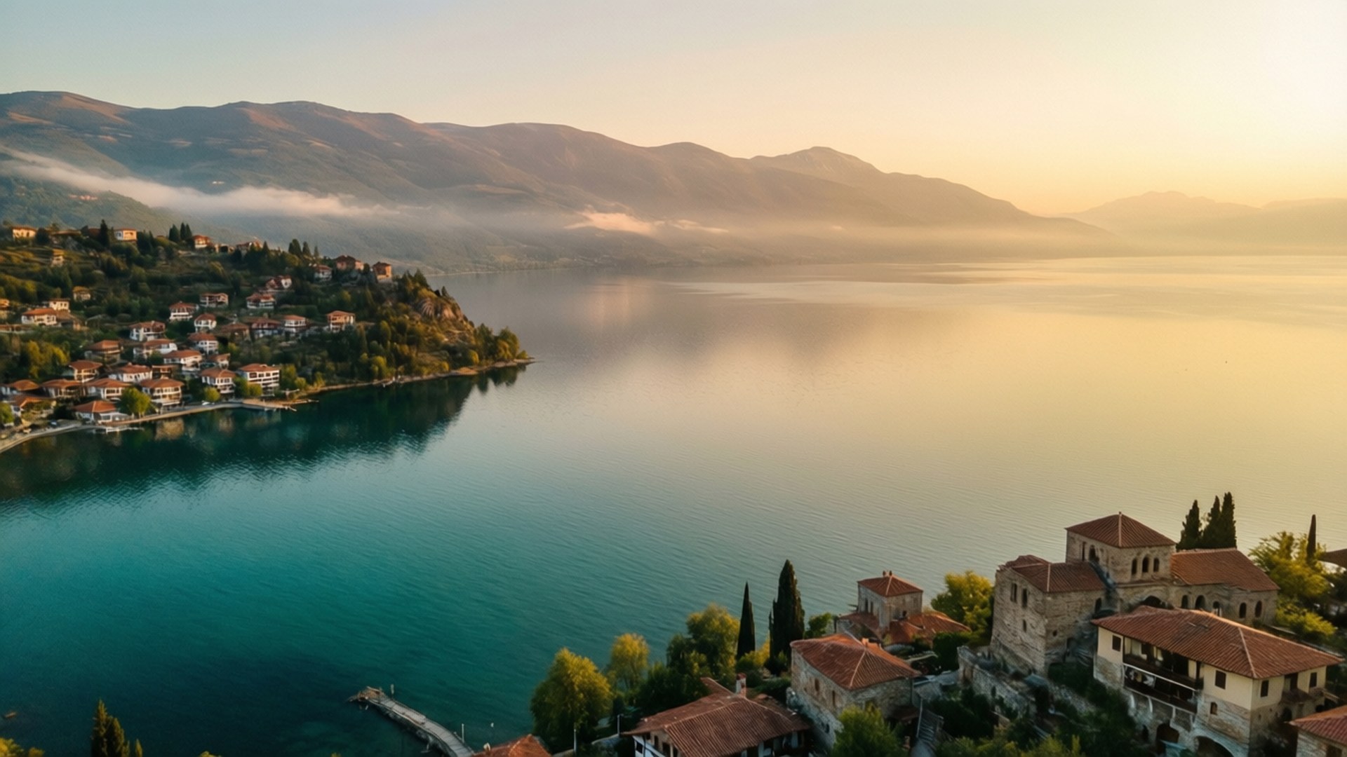 Sonnenaufgang über Ohrid Wallpaper