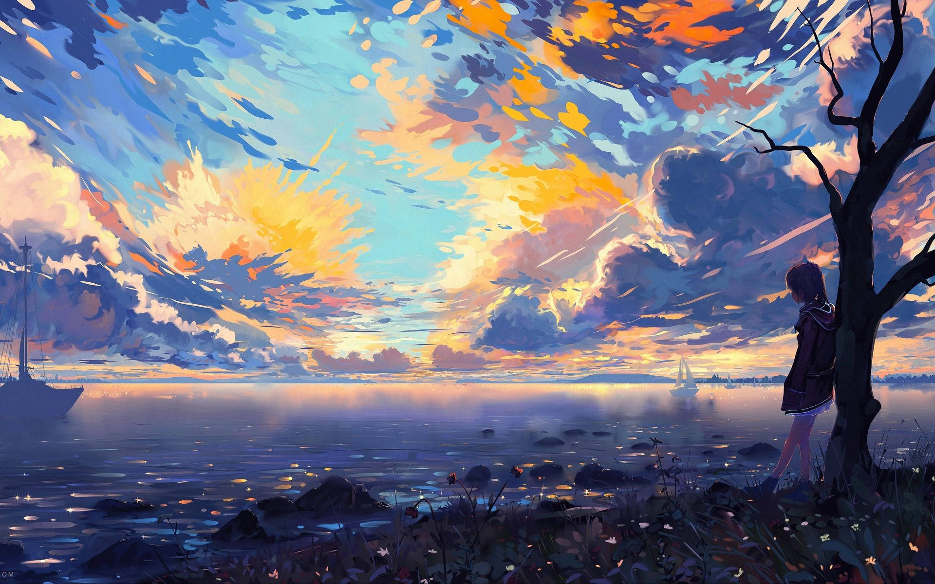 Sunrise Painting Hetalia Anime Background