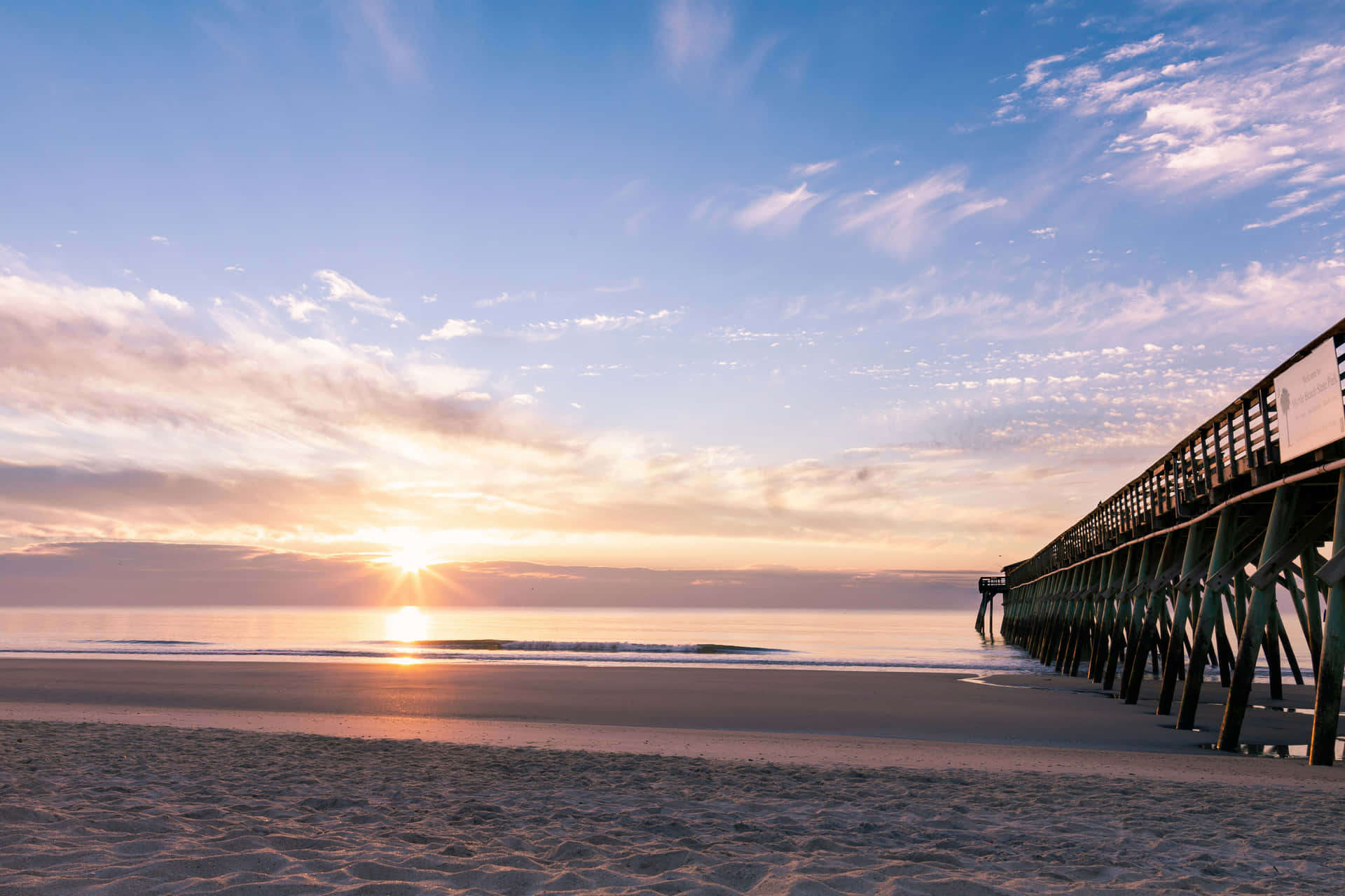 Sunrise Pier Sunshine Aesthetic Wallpaper