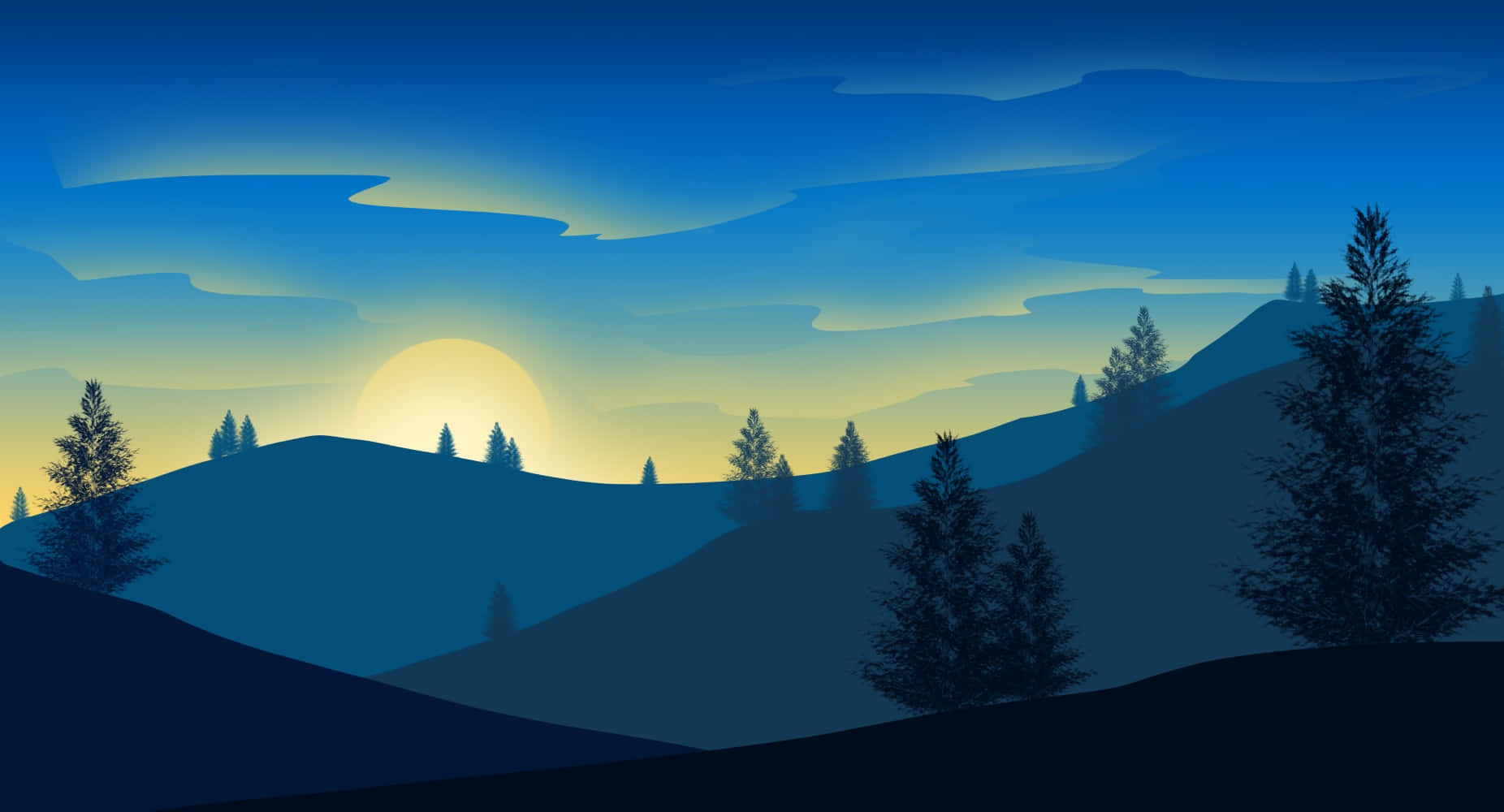 Sunrise Silhouette Landscape Wallpaper