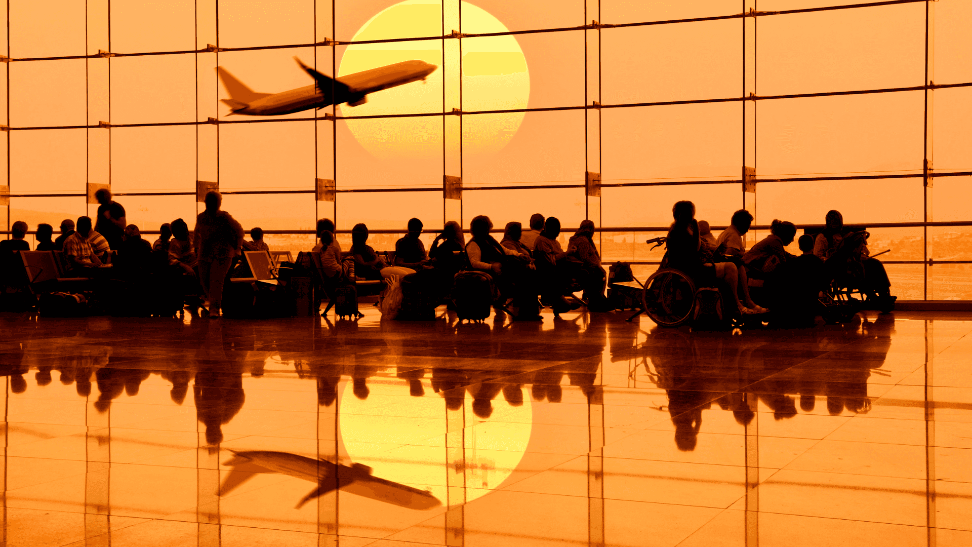 Sunset Airport Waiting Area Silhouettes