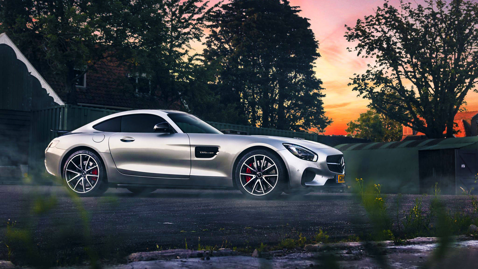 Sunset And AMG GT R Wallpaper