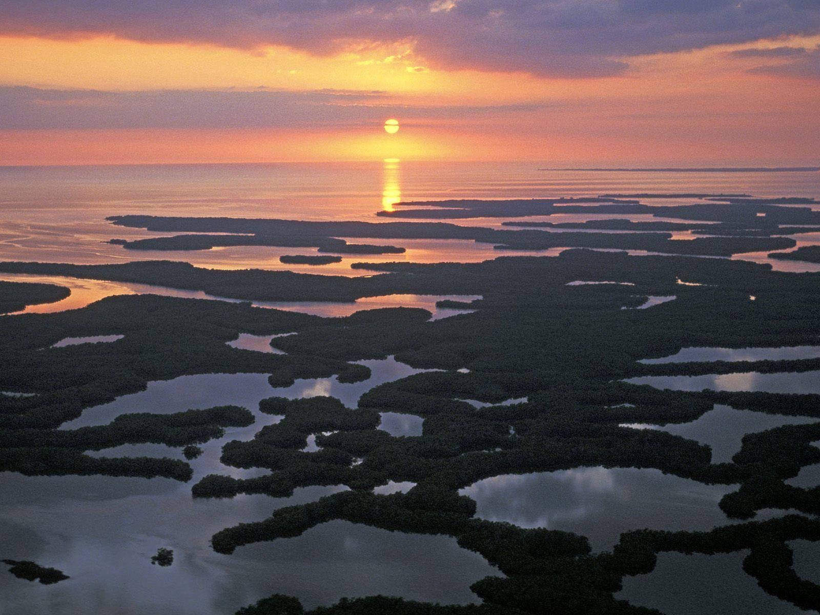 Sunset And Island Everglades National Park Wallpaper