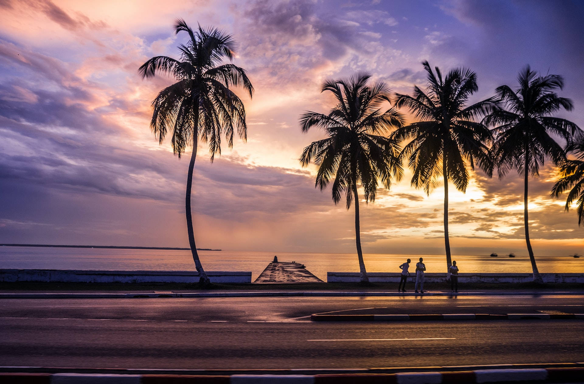 Solnedgang og palmer i Gabon Wallpaper