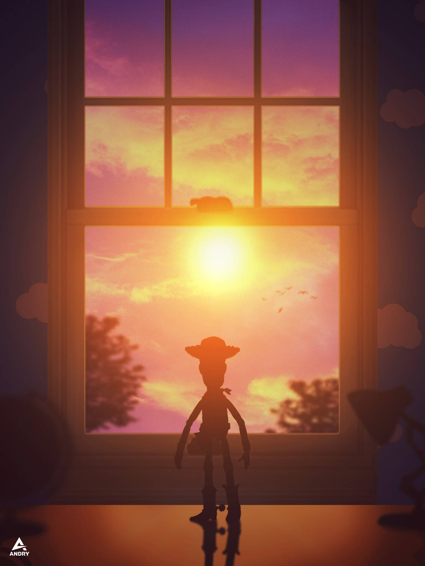 Sonnenuntergangund Woody Toy Story 2 Wallpaper
