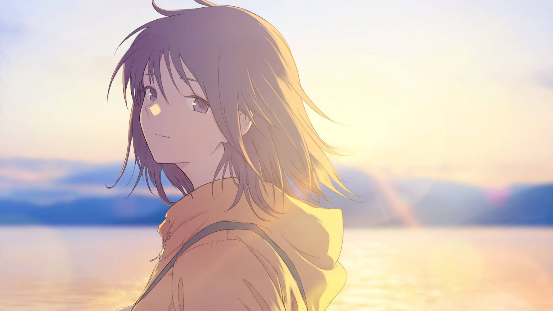 Sunset Anime Girl Hoodie Picture