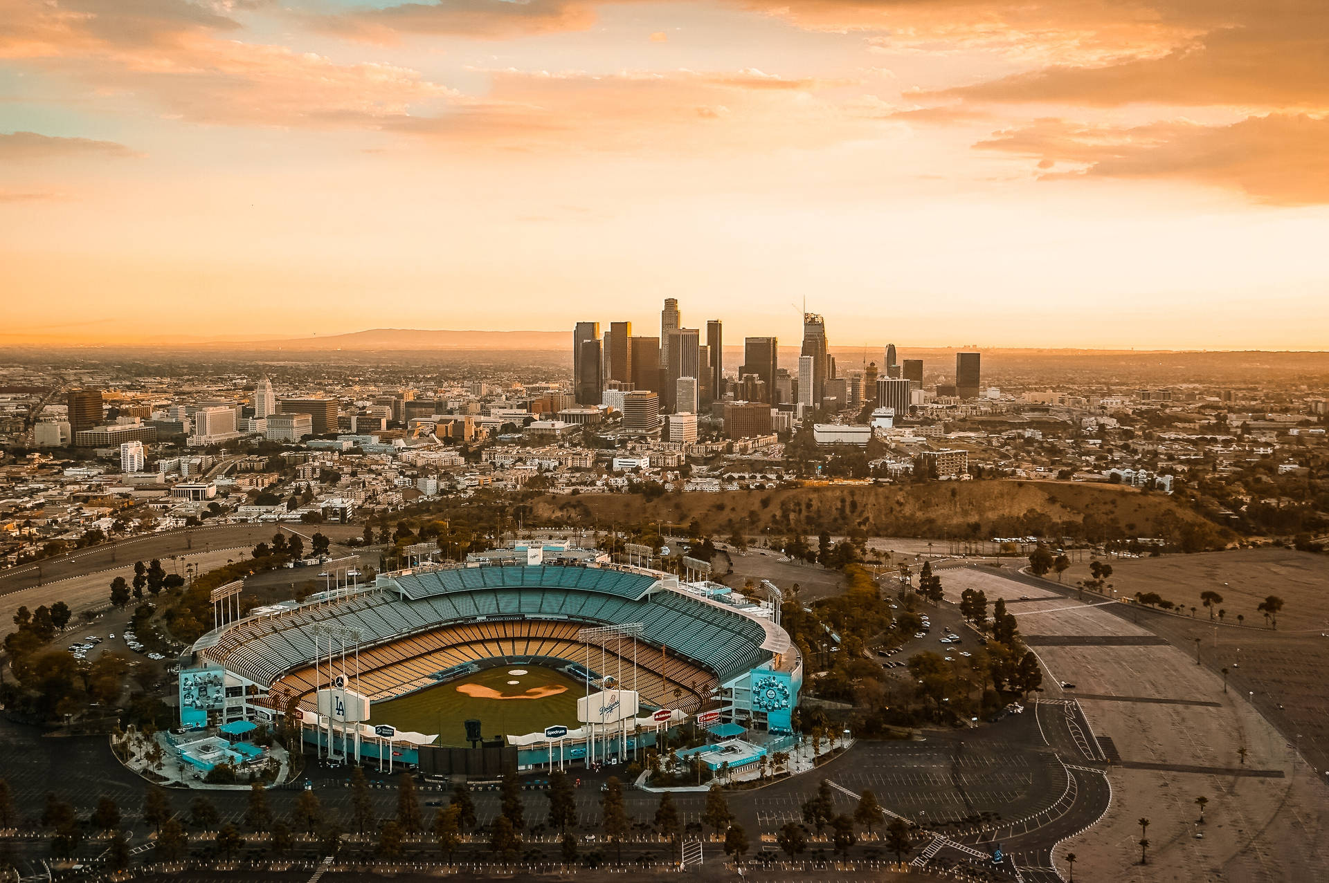 Sunset At Dodgers Stadium Wallpaper