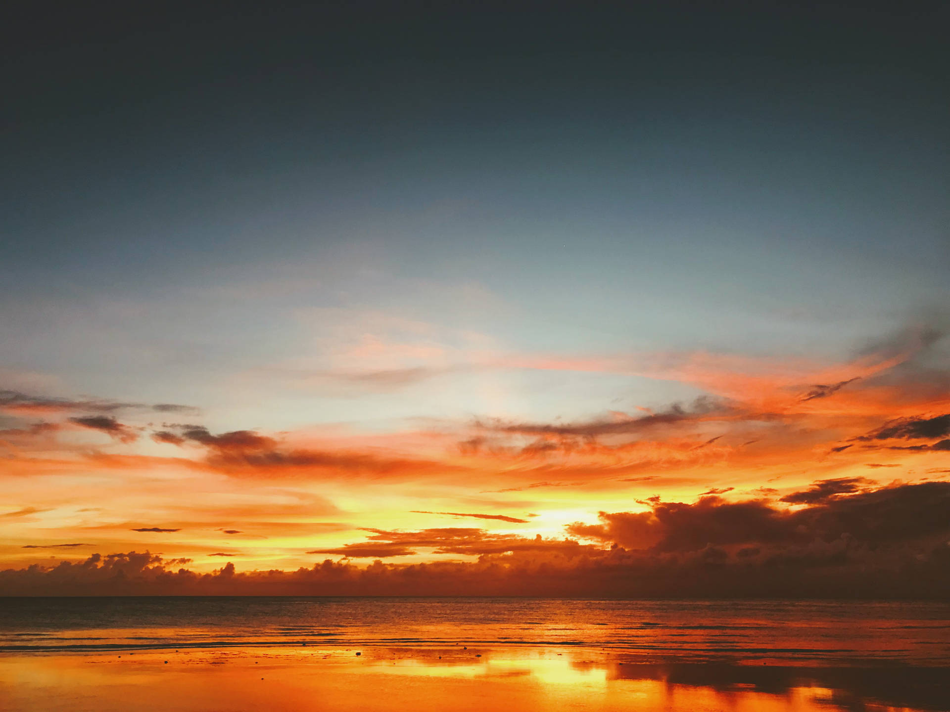 Solnedgang på Gun Beach Guam vandfarvet tapet Wallpaper