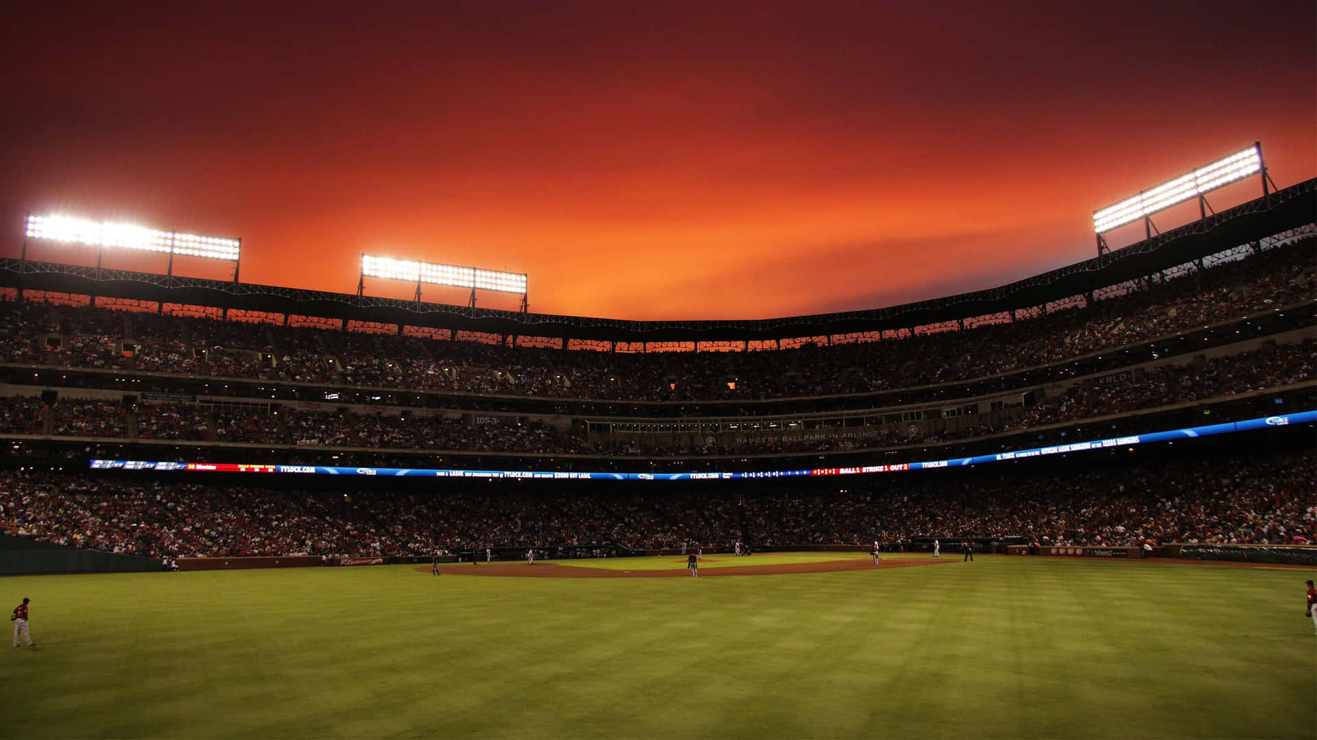 Sunset Baseball Game Stadium Wallpaper