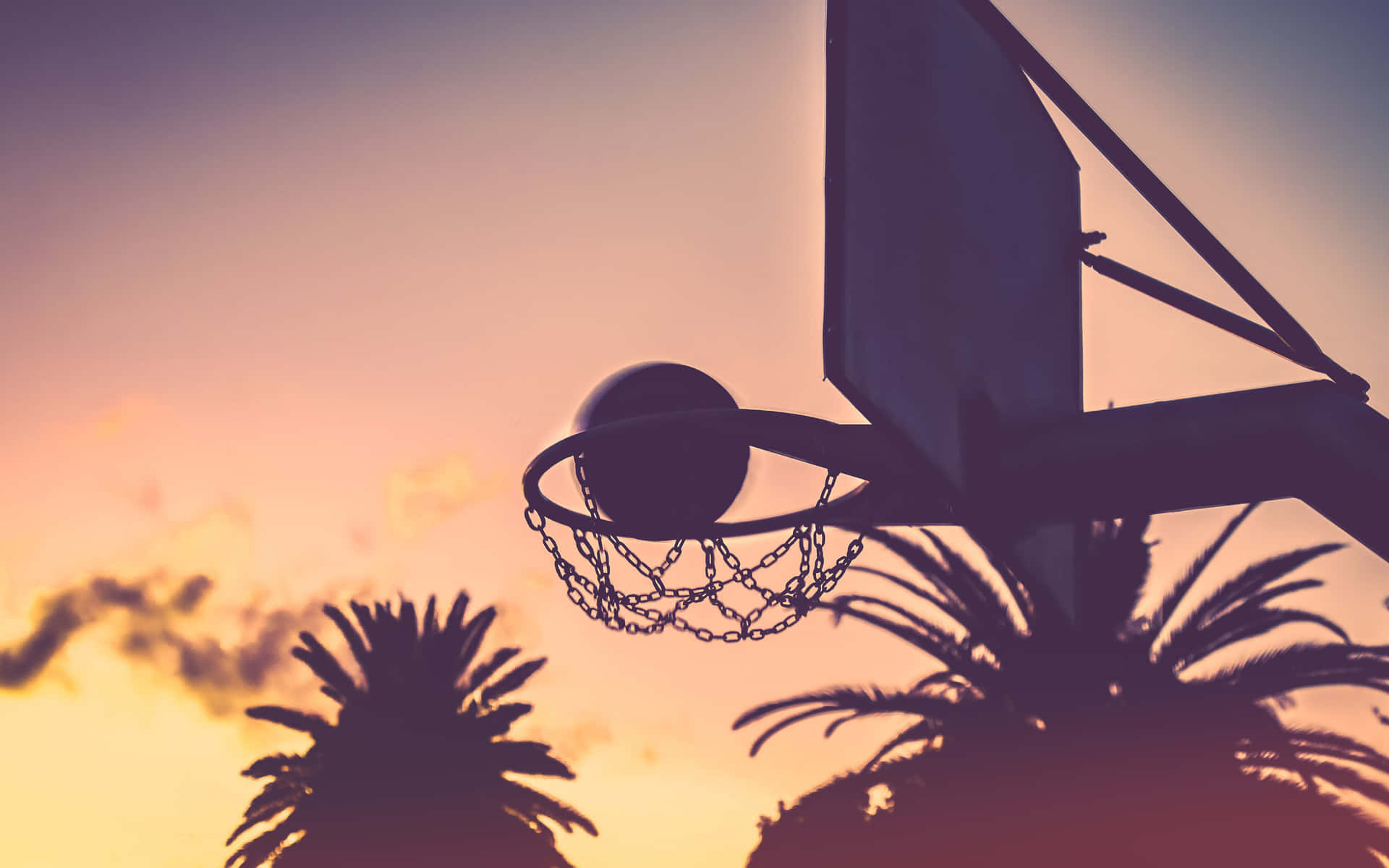 Sunset Basketball Hoop Silhouette Wallpaper