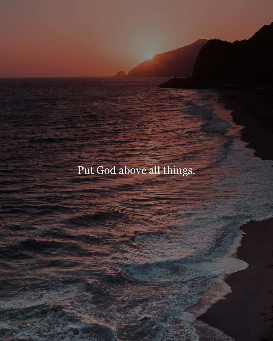 Sunset Beach God First Inspirational Quote Wallpaper