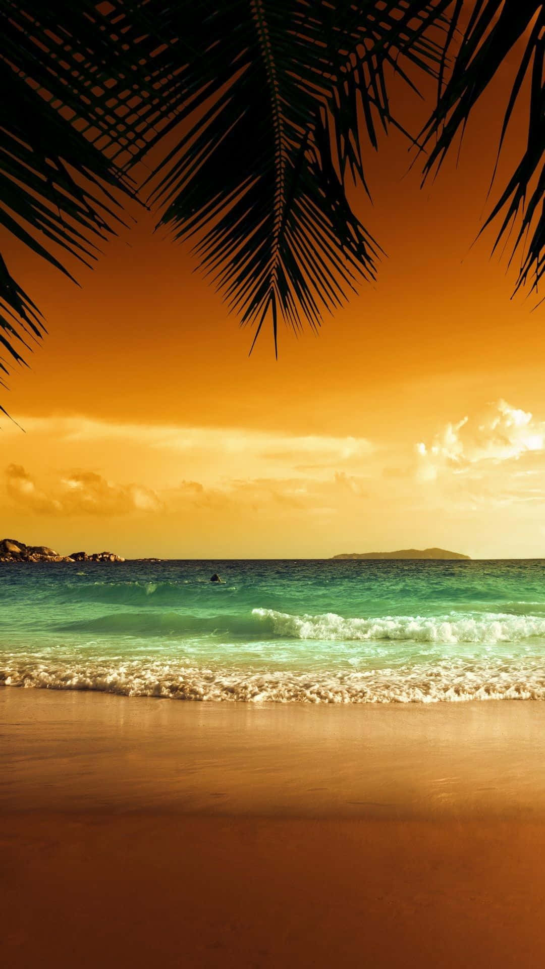 "Soak in the beautiful sunset at the beach with your iPhone in hand." Wallpaper