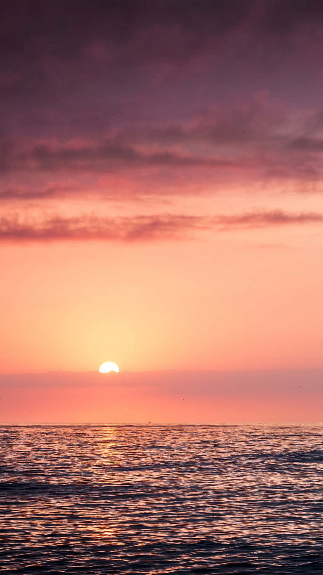 A romantic orange sunset over the beach Wallpaper