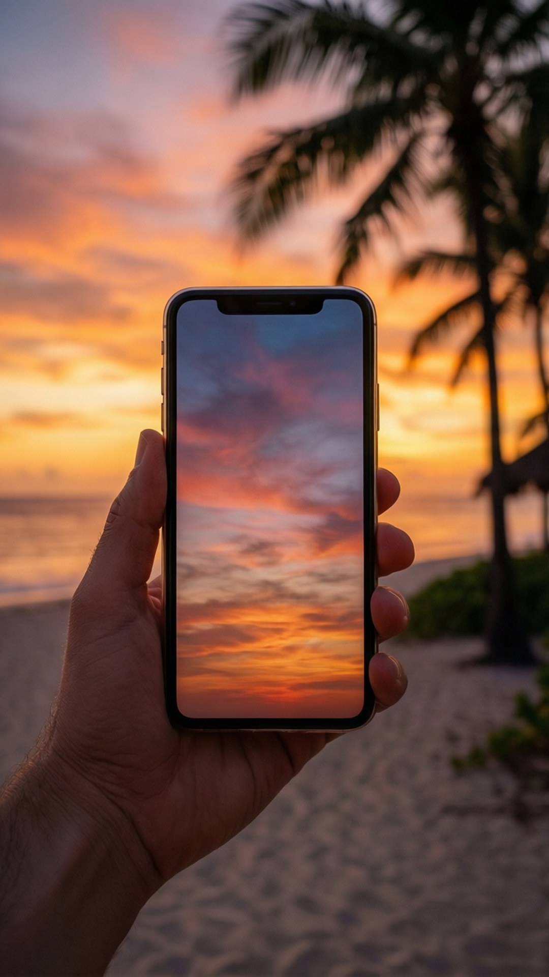 Solnedgangsstrand iPhone Wallpapers