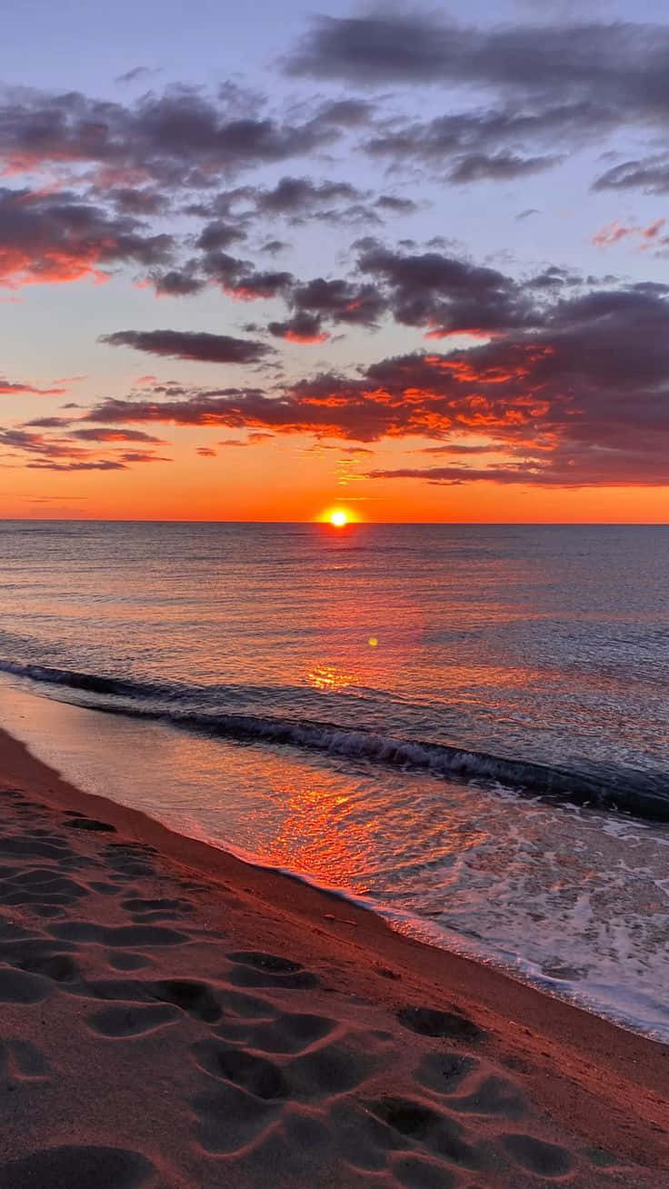 Ästhetischesfoto Von Einem Sonnenuntergang Am Strand