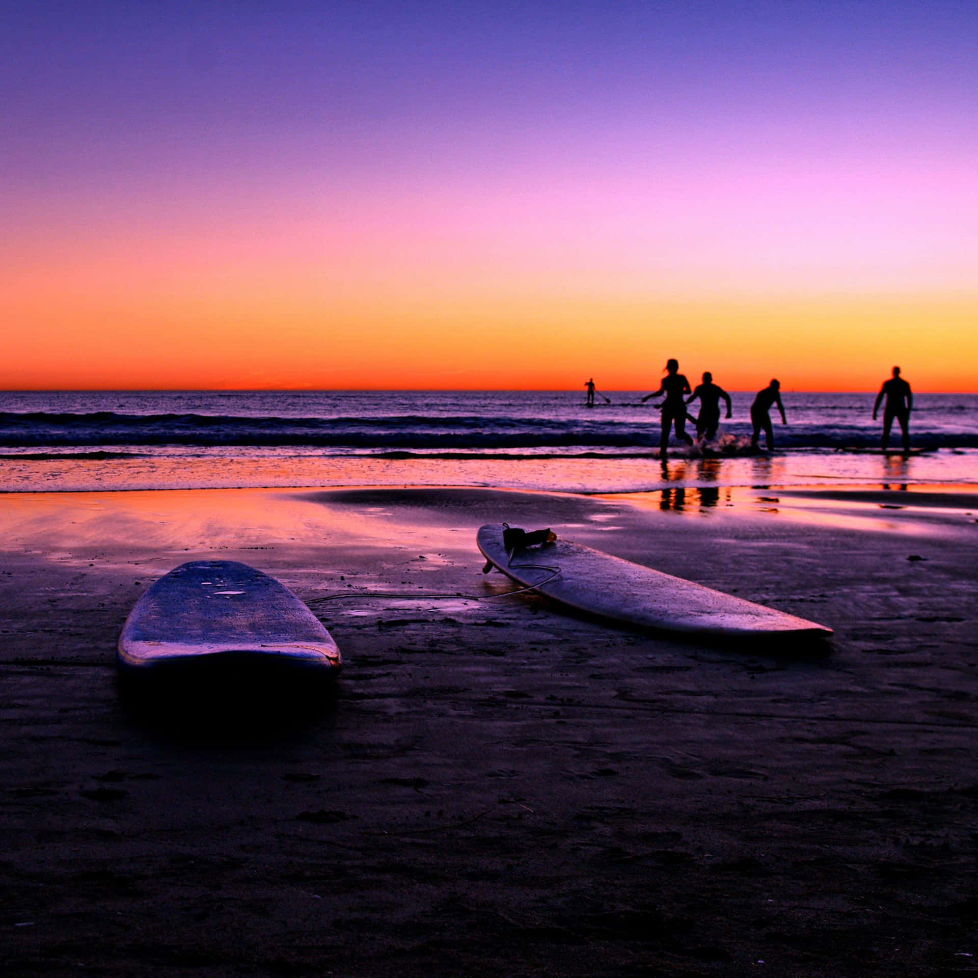 Sunset Beach Purple Yellow Sky Picture