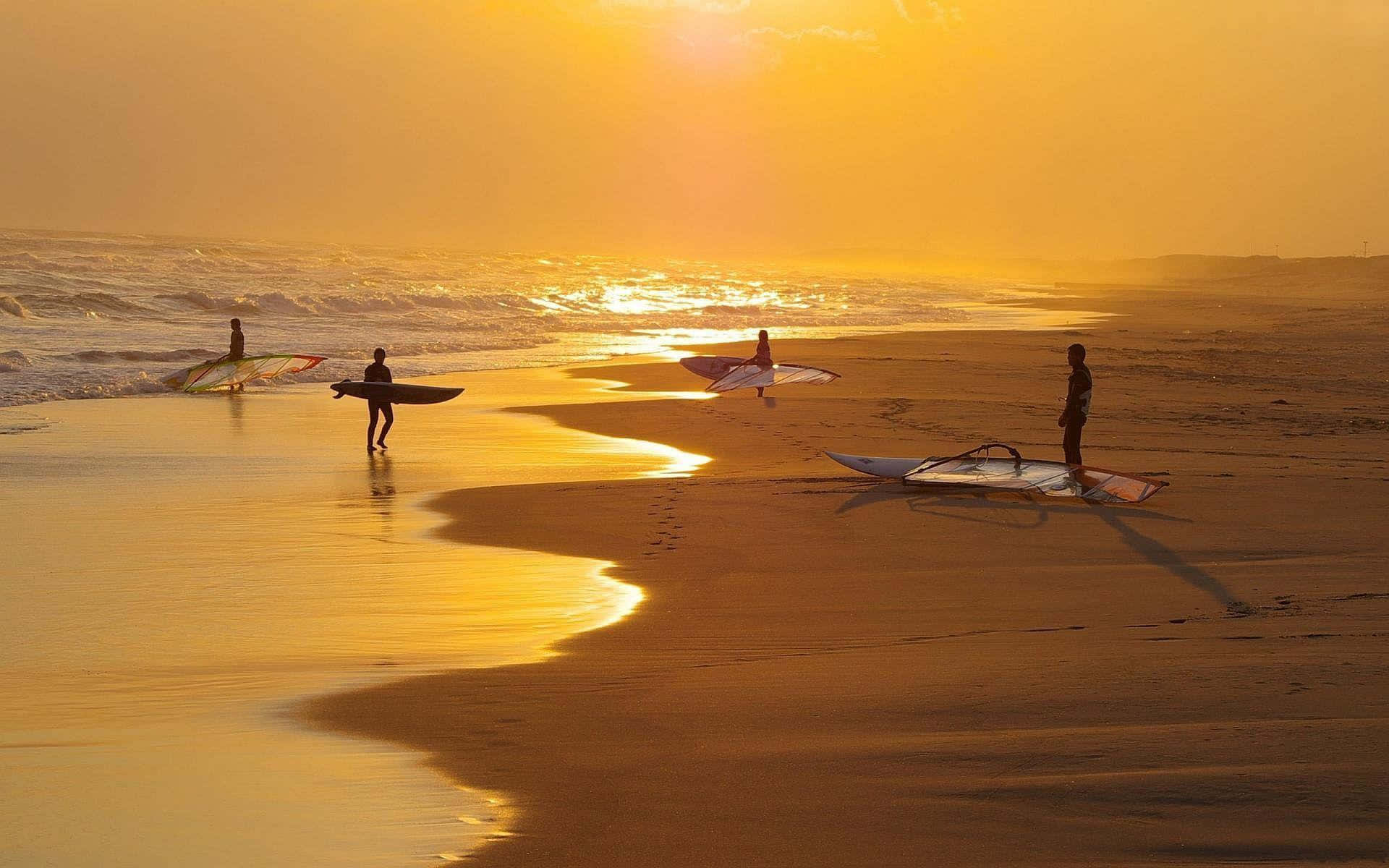 Sunset Beach Yellow Scenery Picture