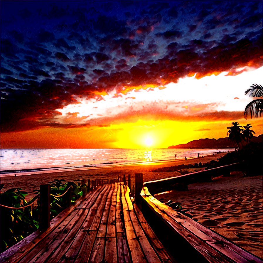 Sunset Beach Walkway Png Yxu57 PNG