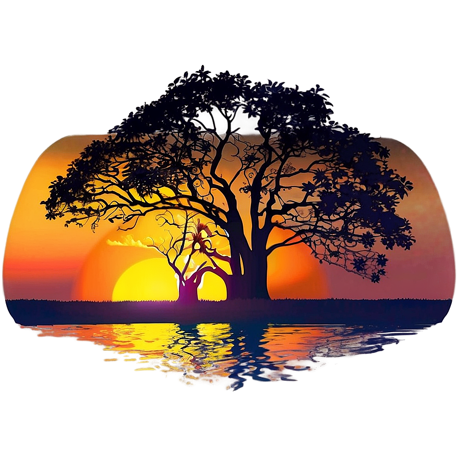 Sunset Behind Big Tree Png 06262024 PNG