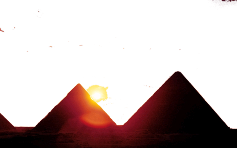 Sunset Behind Pyramids PNG