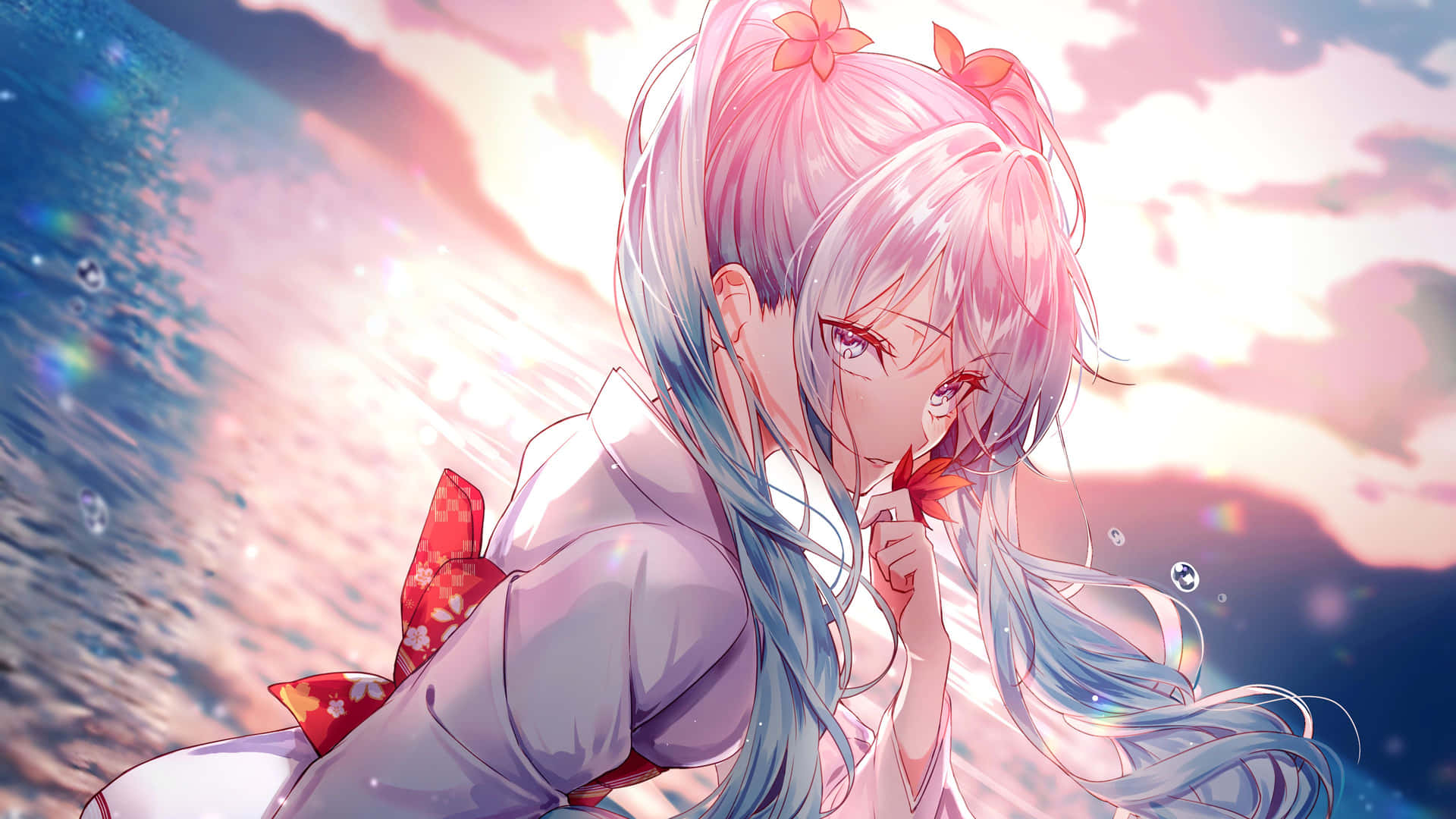 Sunset Blush Anime Girl Wallpaper
