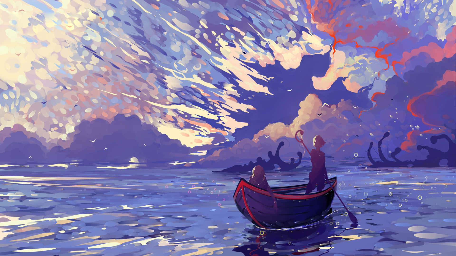 Sunset_ Boat_ Ride_ Animated_ Artwork Wallpaper