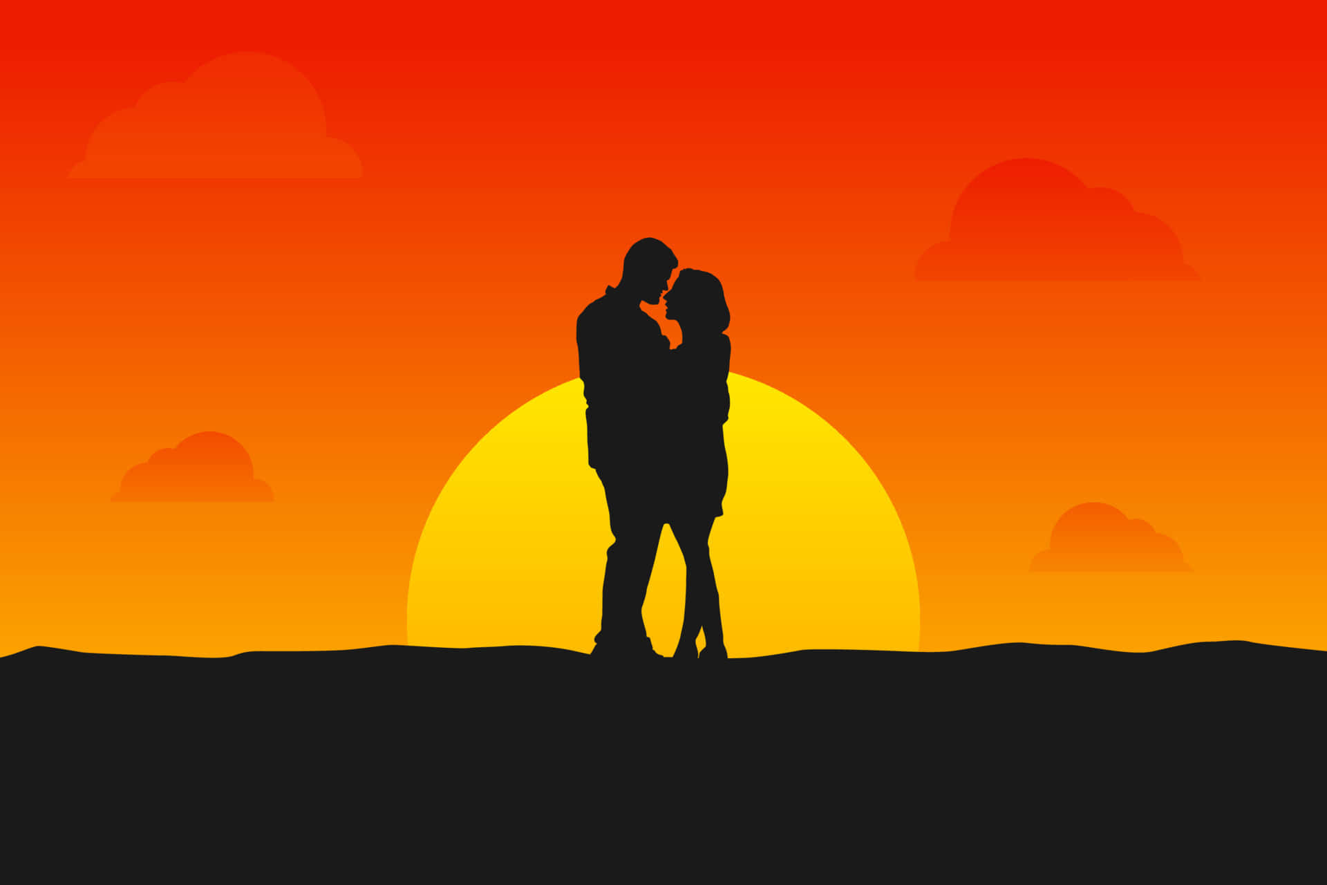 Sunset Couple Art Wallpaper