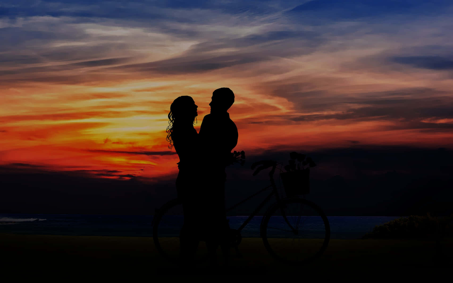 Sunset Couple Picture Hugging