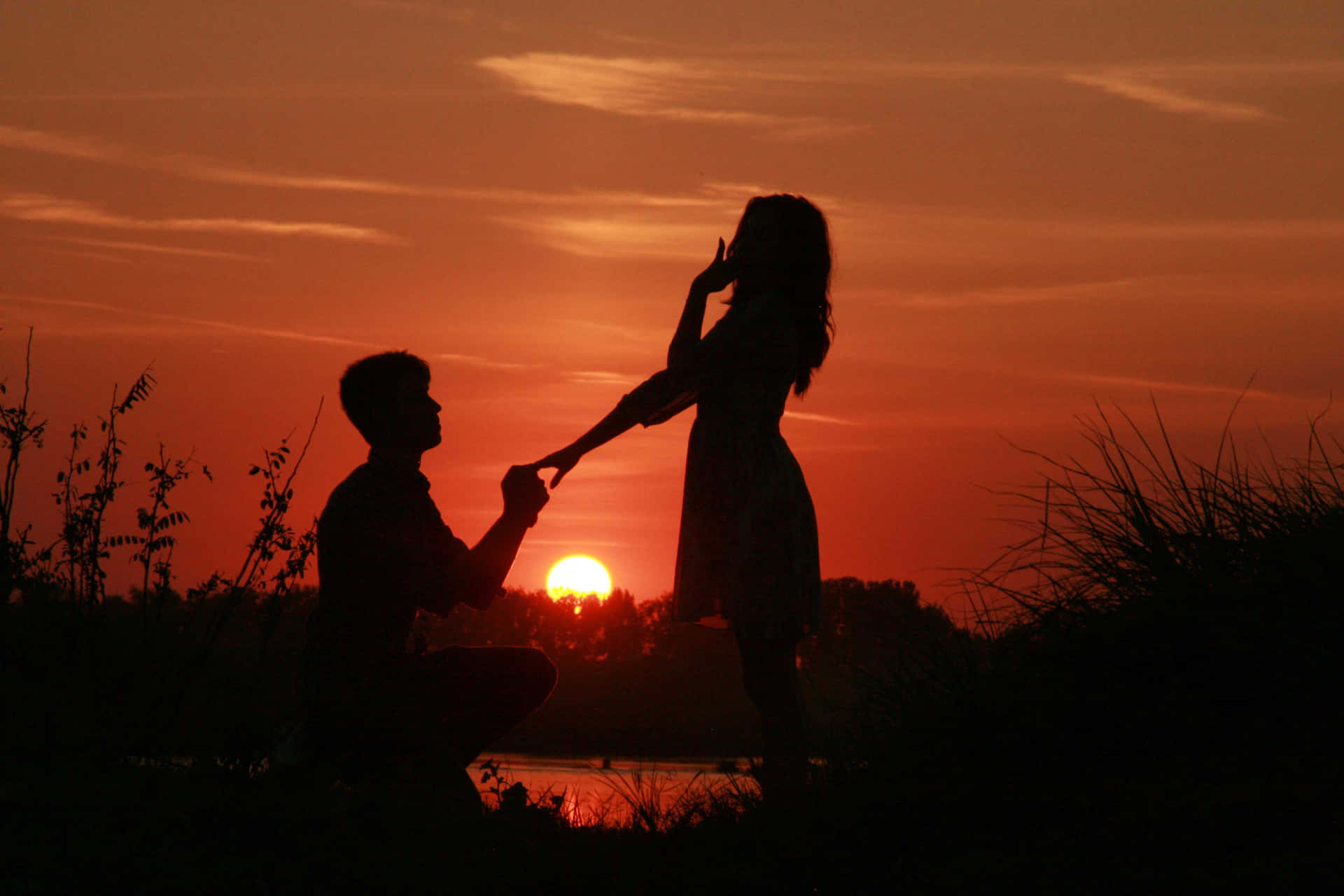 Sunset Couple Picture Proposing