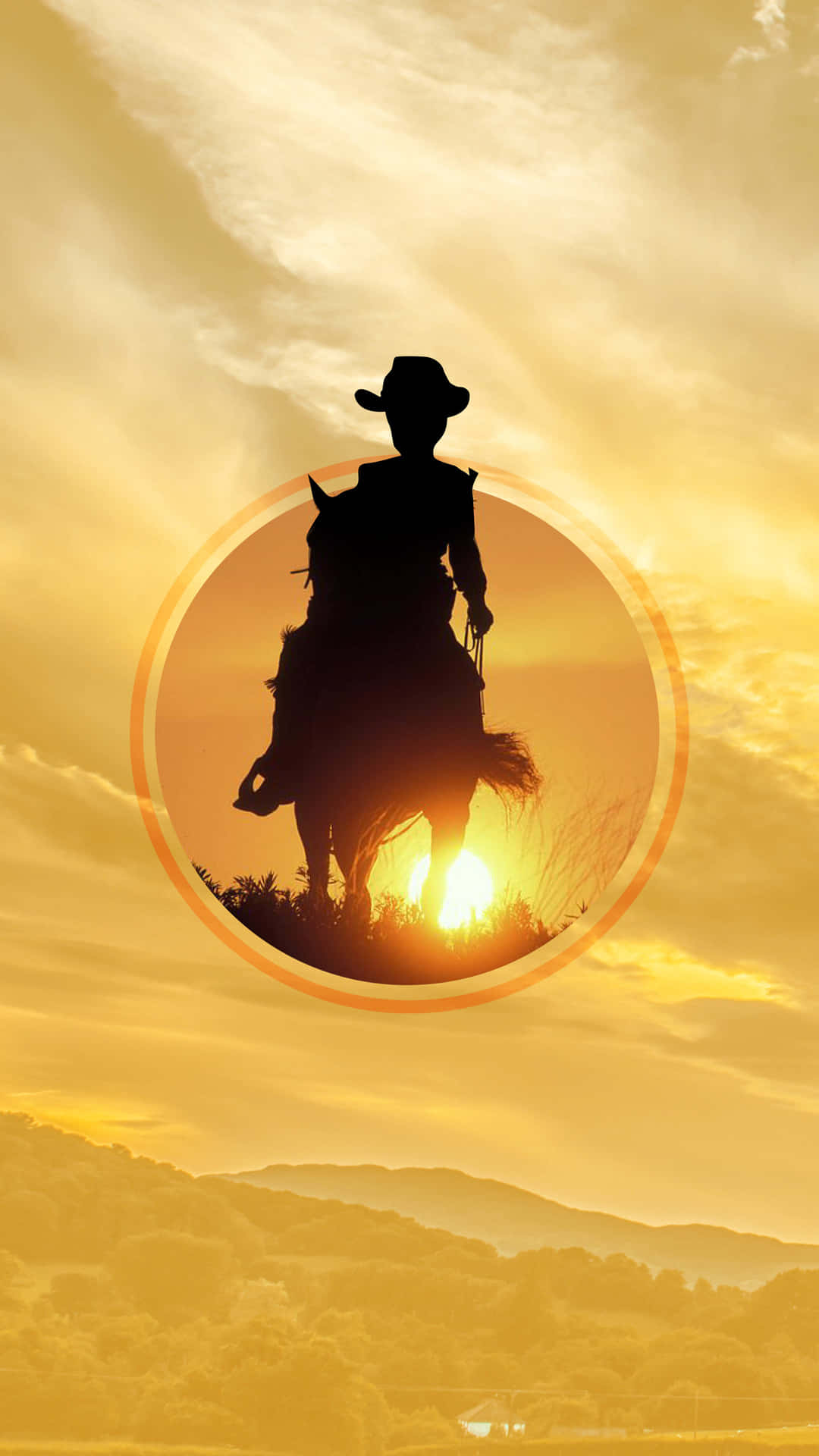 Auringonlaskun Cowboy-siluetti Taustakuva