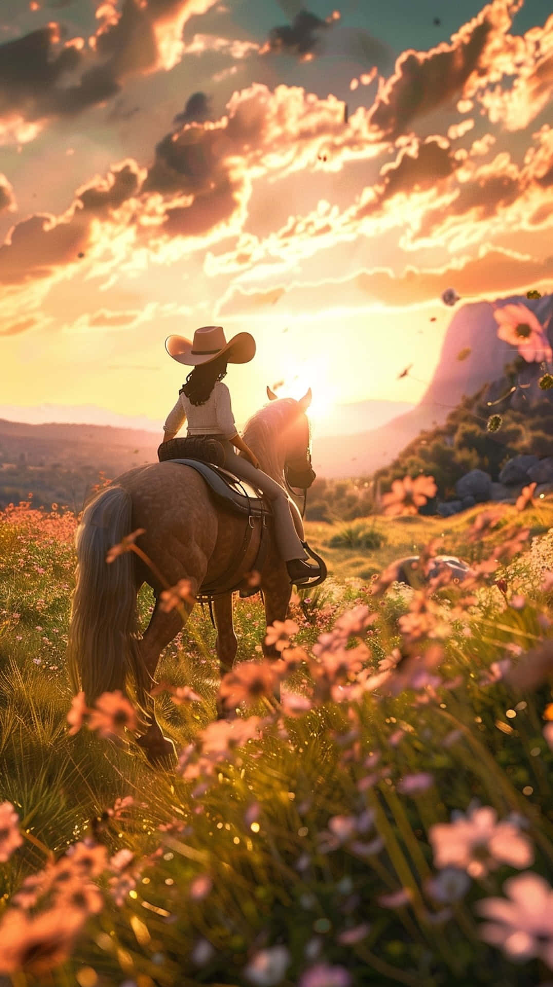 Sunset Cowgirl Ride.jpg Wallpaper