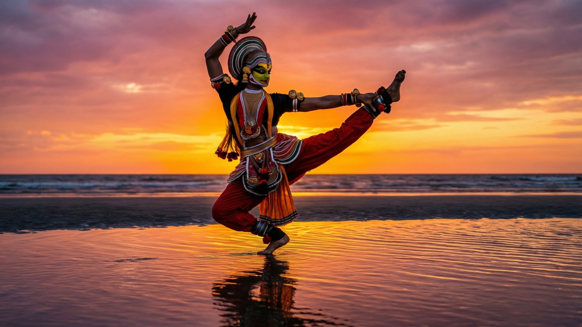 Coucher de Soleil Danseuse Pose Fonds d'écran