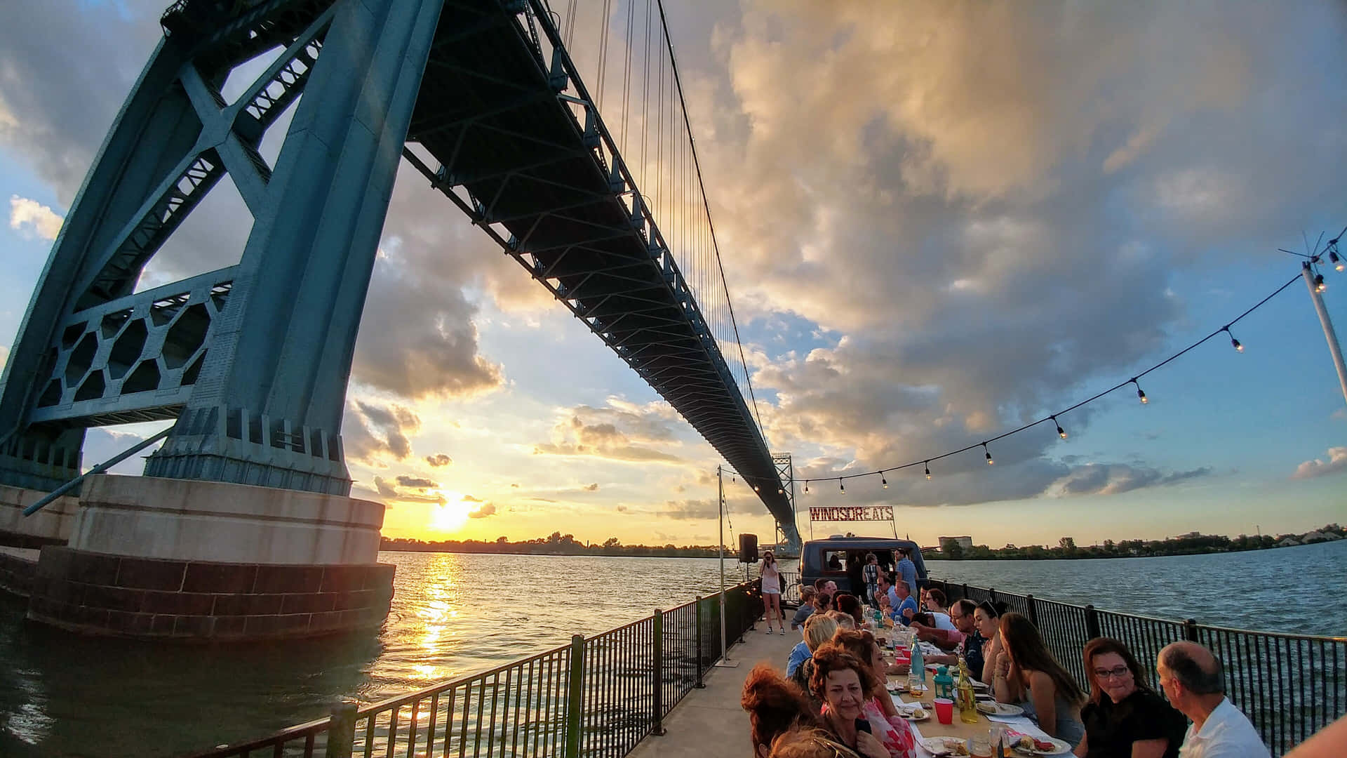 Sunset Dining Under Bridge Windsor Wallpaper