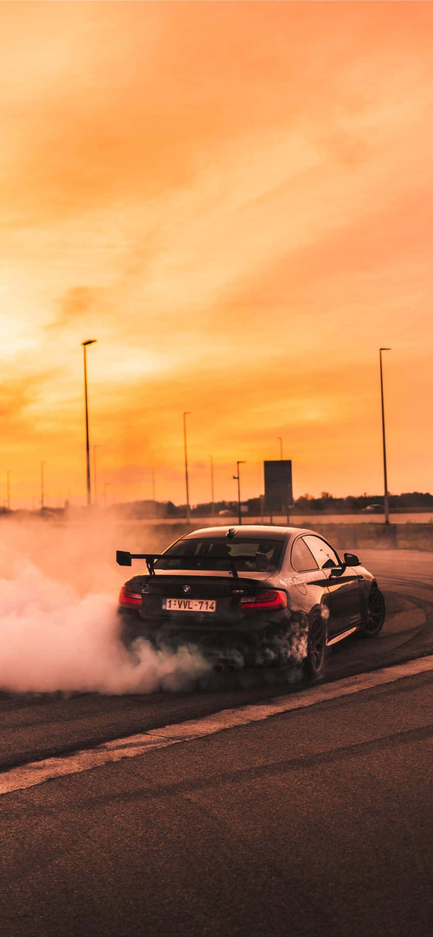 Sunset Drift Smoke Car Action.jpg Wallpaper