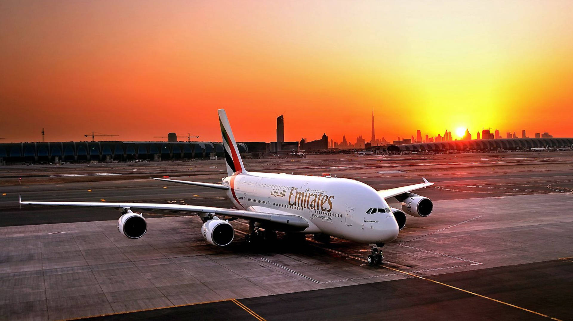 Sunset Emirates Airplane