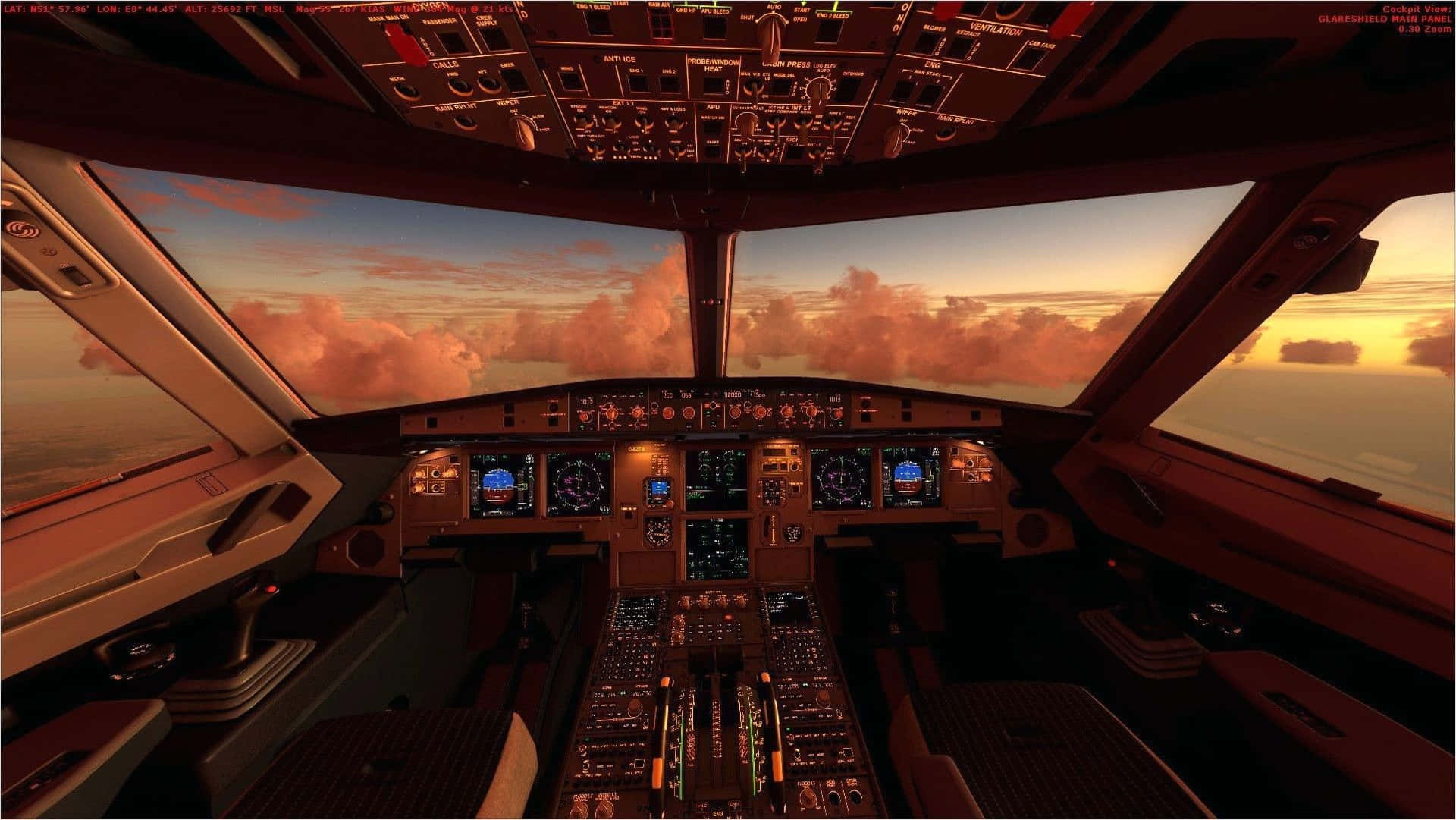 Sunset Flight Cockpit View Wallpaper