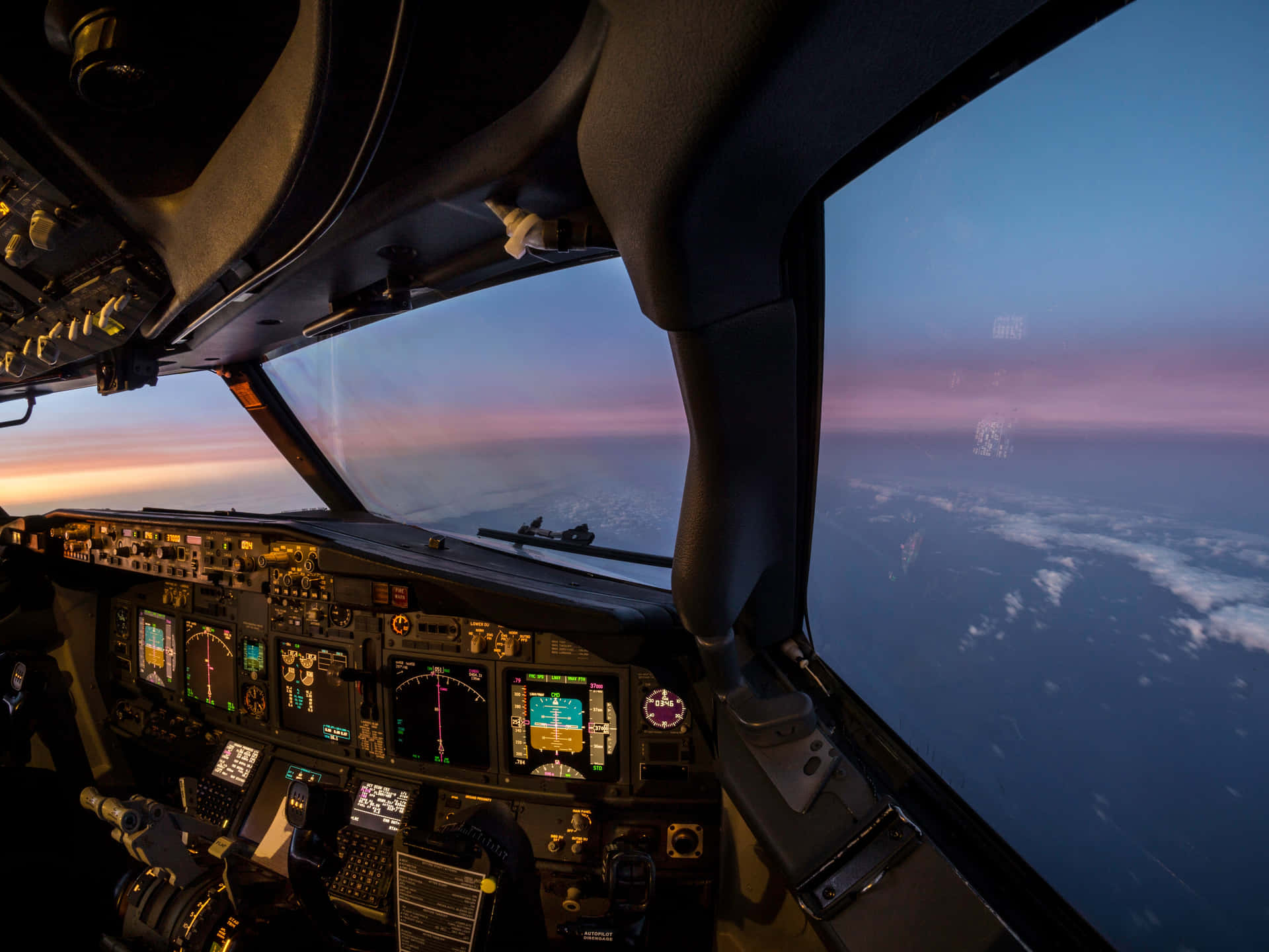 Sunset Flight Cockpit View Wallpaper