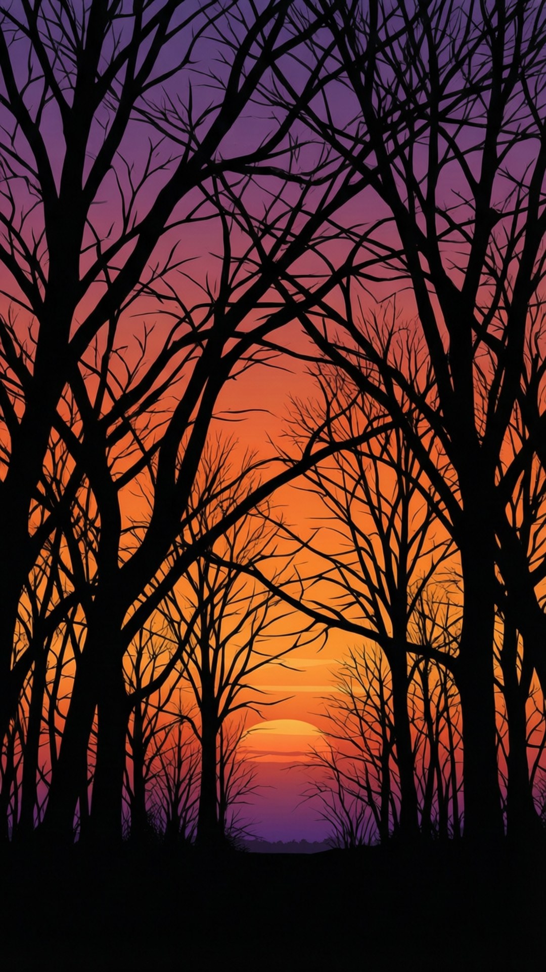 Sonnenuntergang Waldzweige Wallpaper