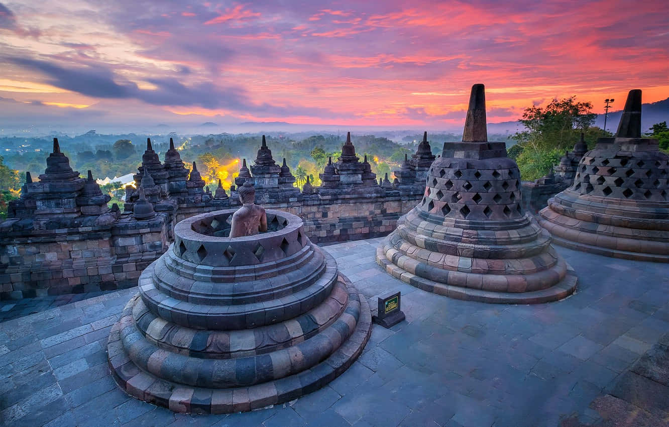 Sunset From Borobudur Temple Wallpaper