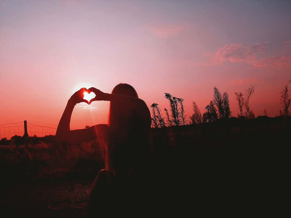 Heart Sunset Girl Picture