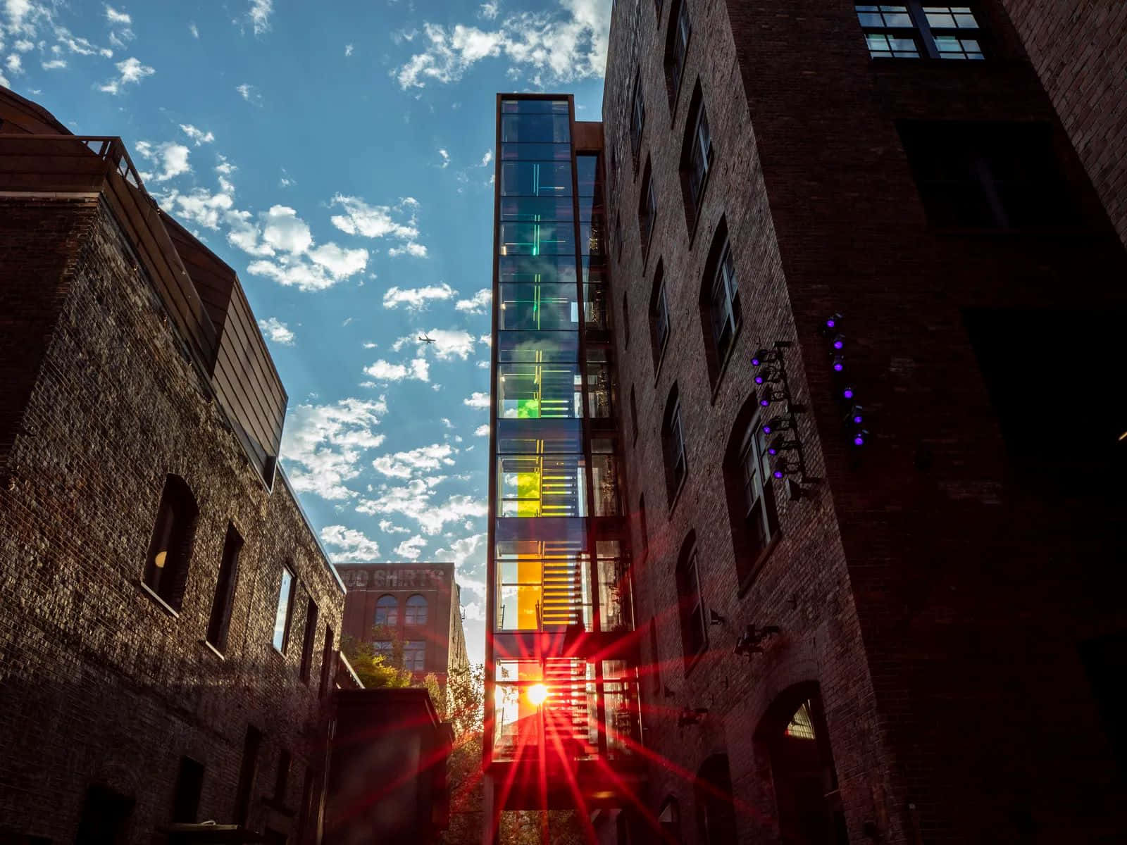 Sunset Glow Between Buildings Pioneer Square Seattle Wallpaper