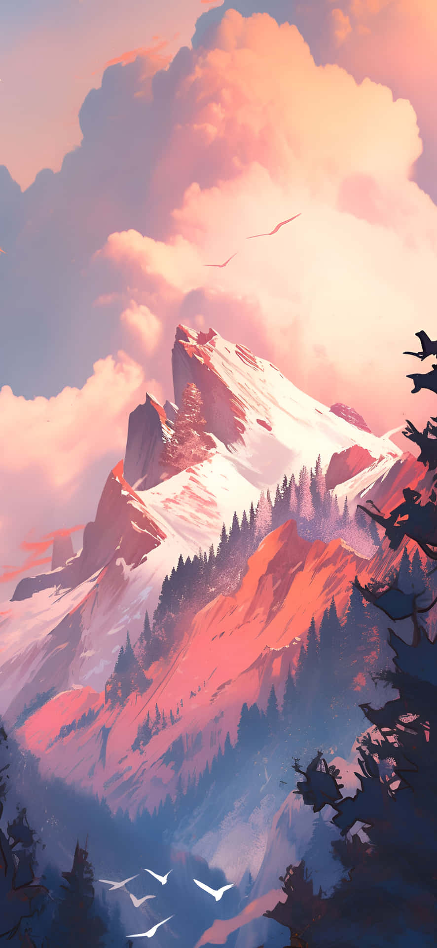 Sunset_ Glow_ Mountain_ Peak_ Artwork Wallpaper
