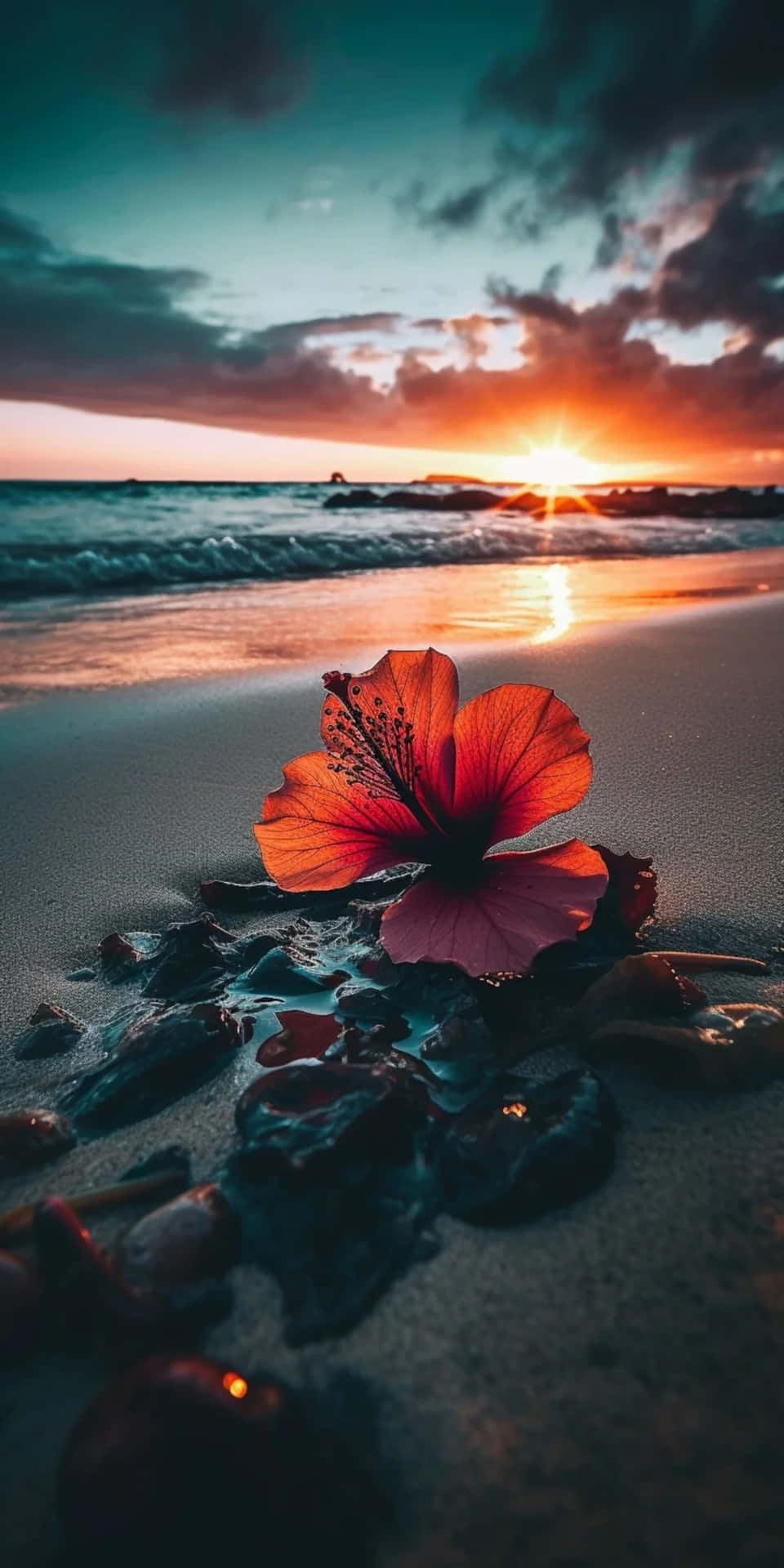 Sunset Hibiscus Beachscape.jpg Wallpaper