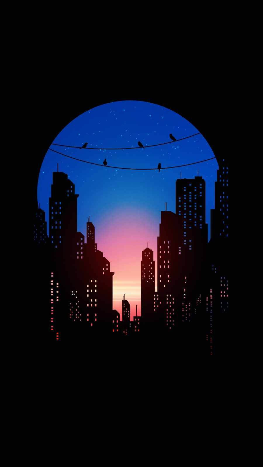 Sunset In City Minimal Dark Iphone Wallpaper