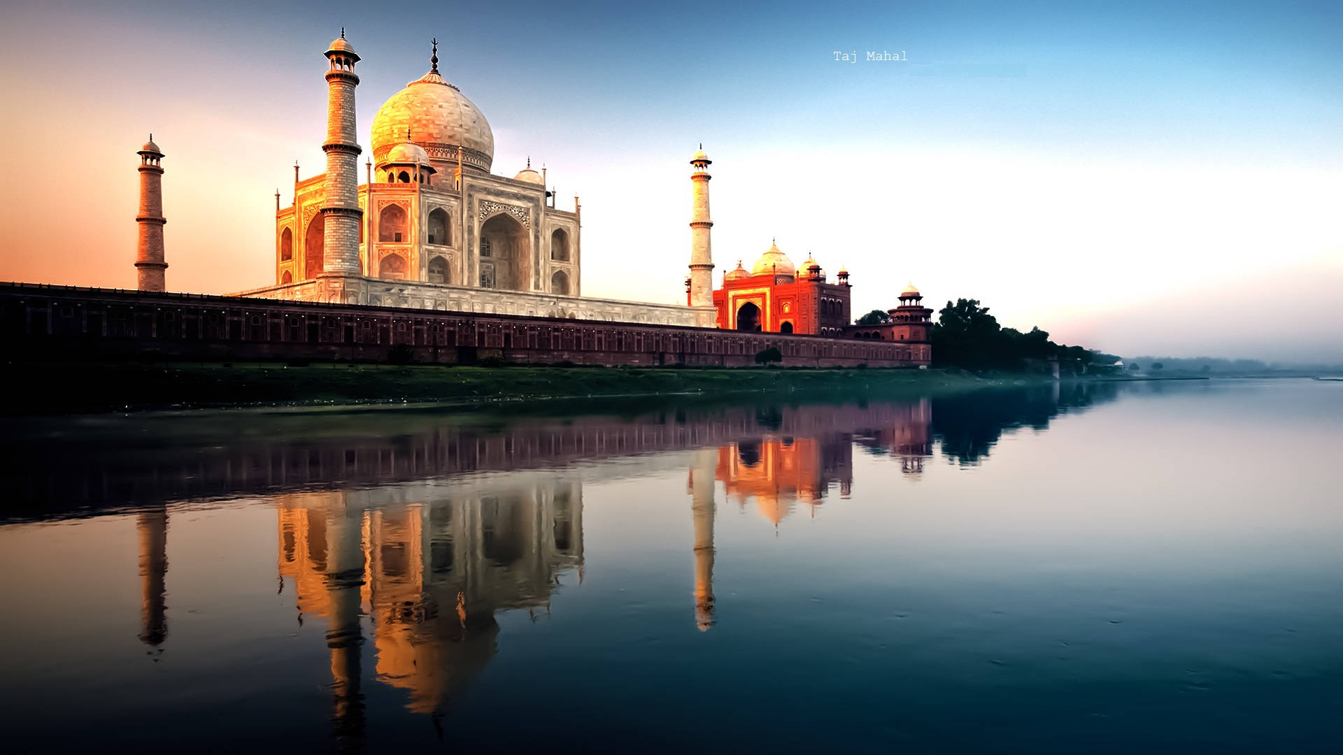 Tramonto Nel Taj Mahal India Sfondo