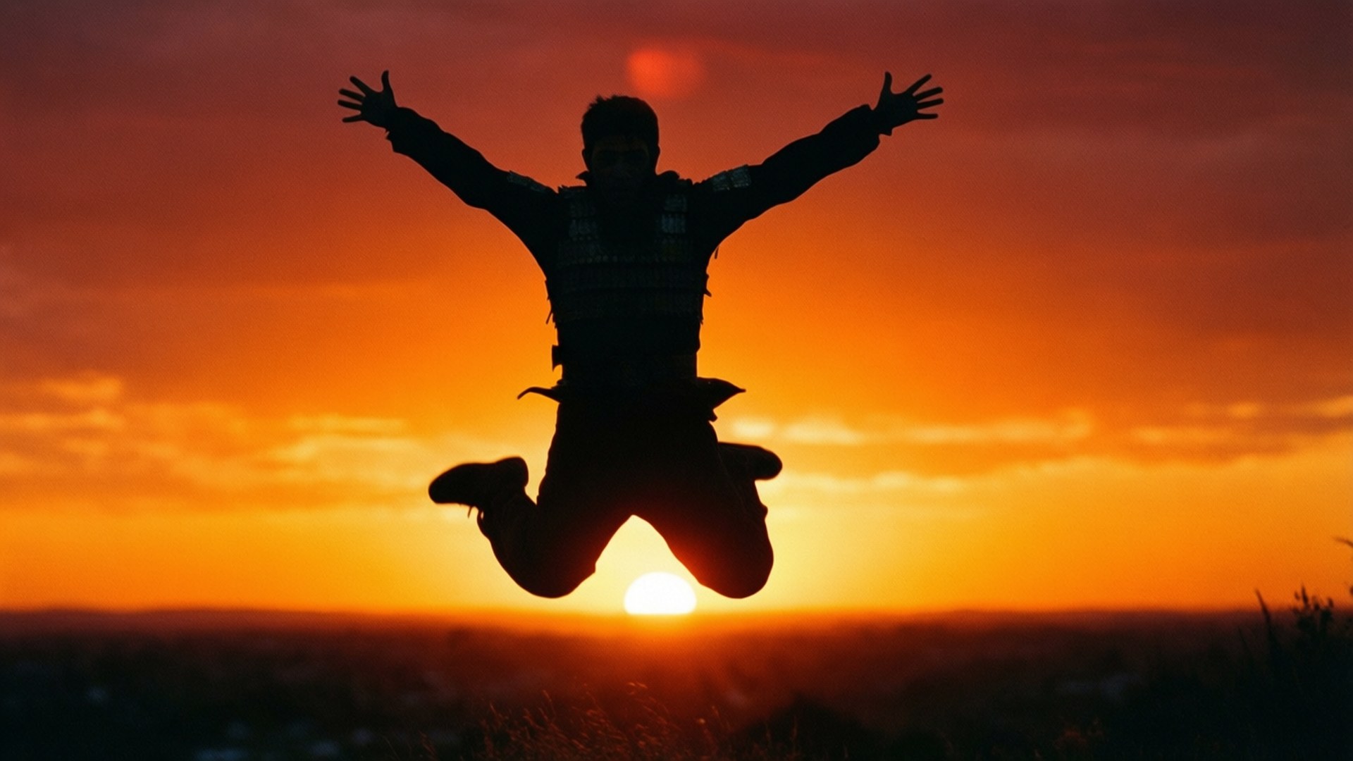 Saut du Coucher de Soleil Fonds d'écran