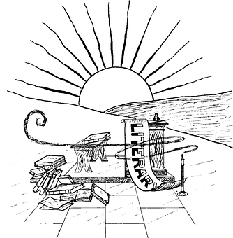 Sunset Literary Surrealism Sketch PNG